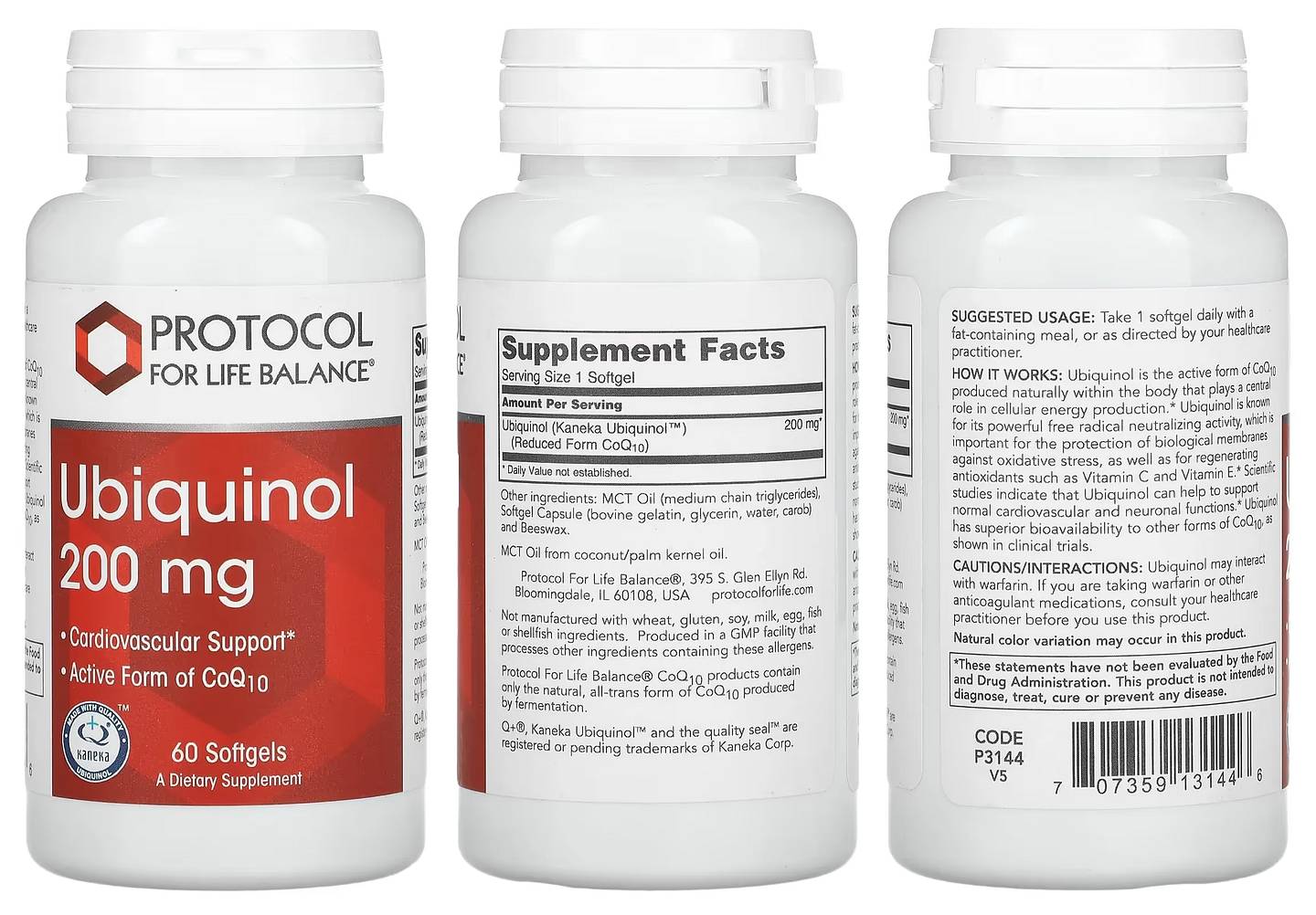 Protocol for Life Balance, Ubiquinol packaging