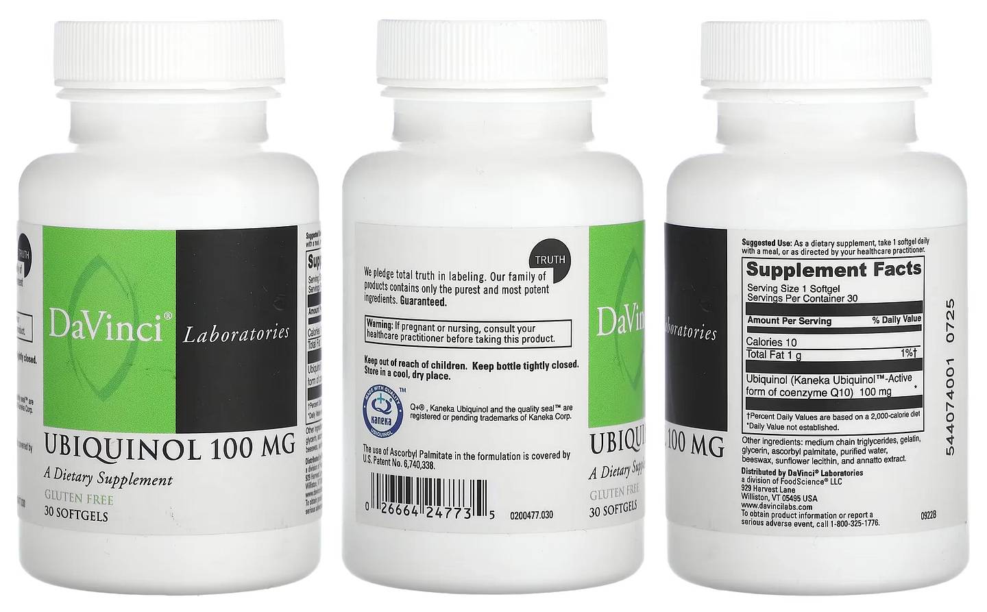 DaVinci Laboratories of Vermont, Ubiquinol packaging