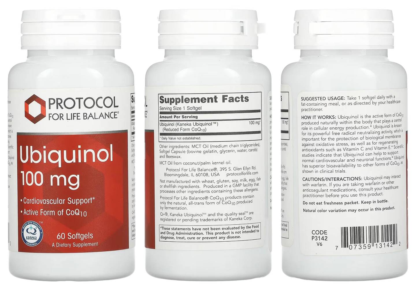 Protocol for Life Balance, Ubiquinol packaging