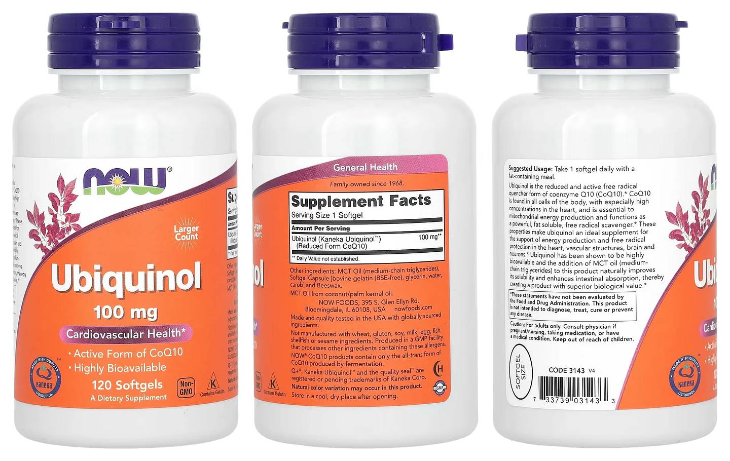 NOW Foods, Ubiquinol packaging