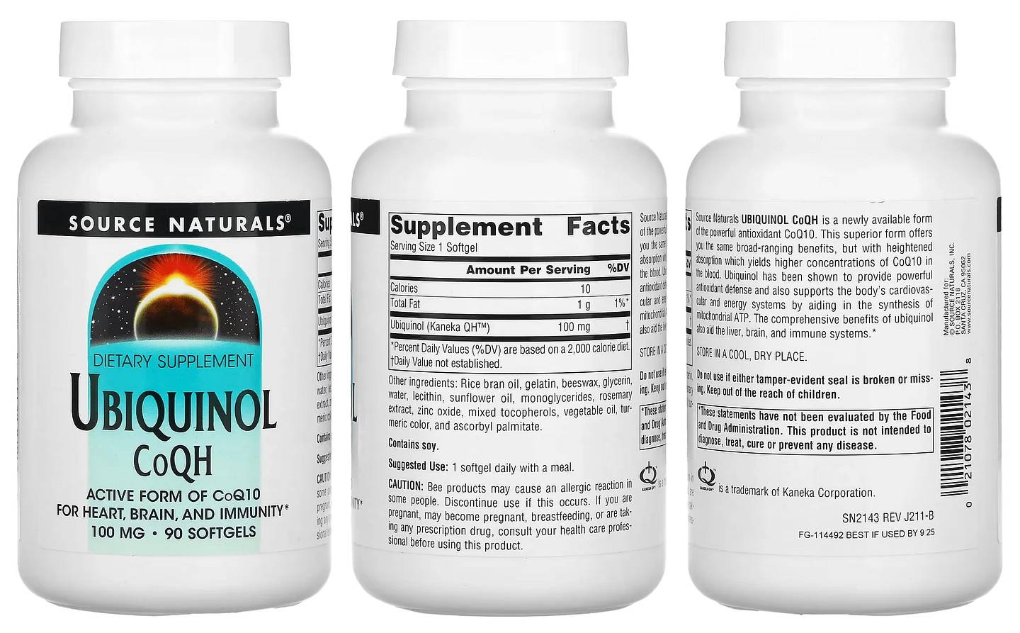 Source Naturals, Ubiquinol CoQH packaging