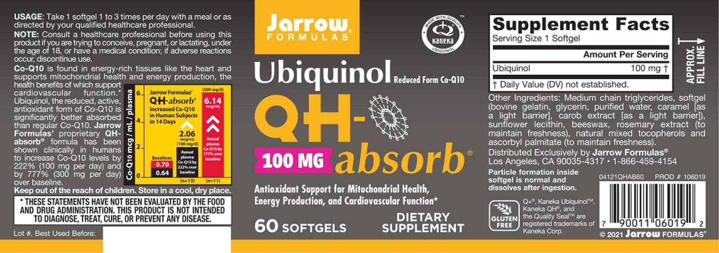 Jarrow Formulas, Ubiquinol QH-Absorb label