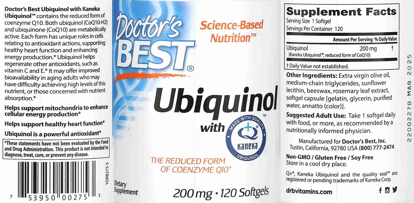 Doctor's Best, Ubiquinol with Kaneka label