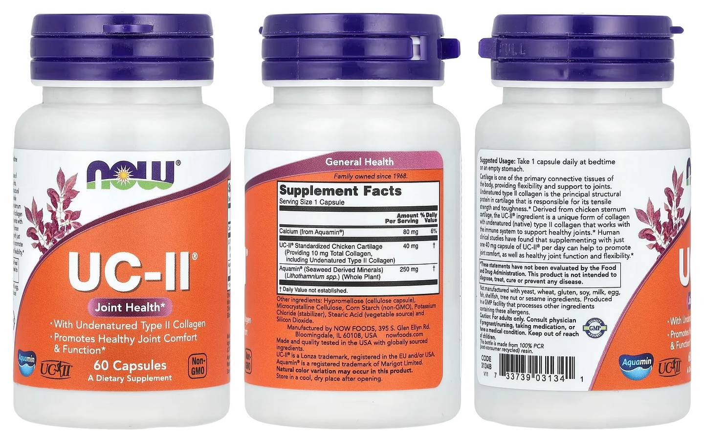 NOW Foods, UC-II Joint Health with Undenatured Type II Collagen packaging