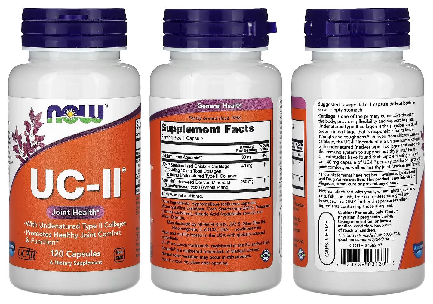 NOW Foods, UC-II Joint Health with Undenatured Type II Collagen packaging