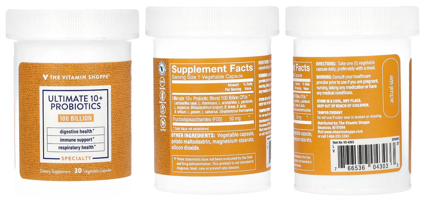 The Vitamin Shoppe, Ultimate 10+ Probiotics packaging