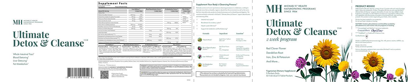 Michael's Naturopathic, Ultimate Detox & Cleanse label