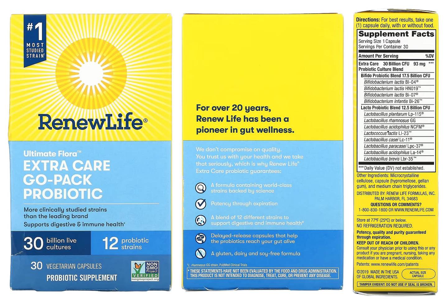 Renew Life, Ultimate Flora, Extra Care Go-Pack Probiotic, 30 Billion Live Cultures packaging