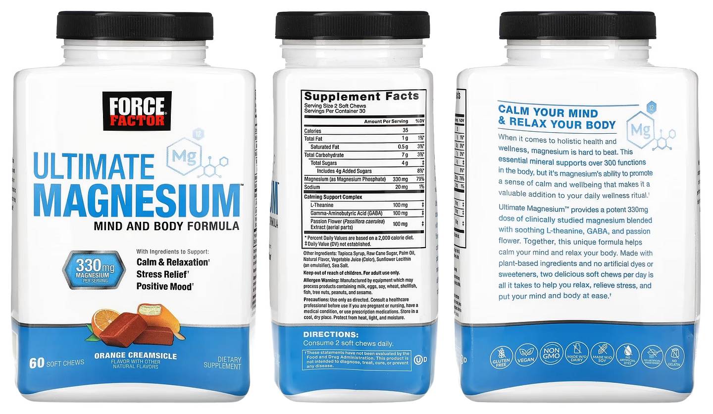 Force Factor, Ultimate Magnesium, Orange Creamsicle, 330 mg packaging