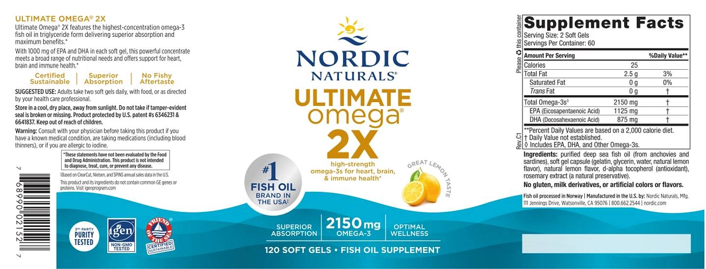 Nordic Naturals, Ultimate Omega 2X label