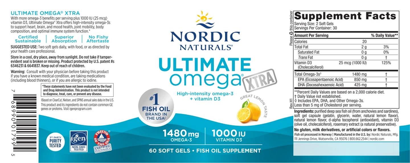 Nordic Naturals, Ultimate Omega Xtra label