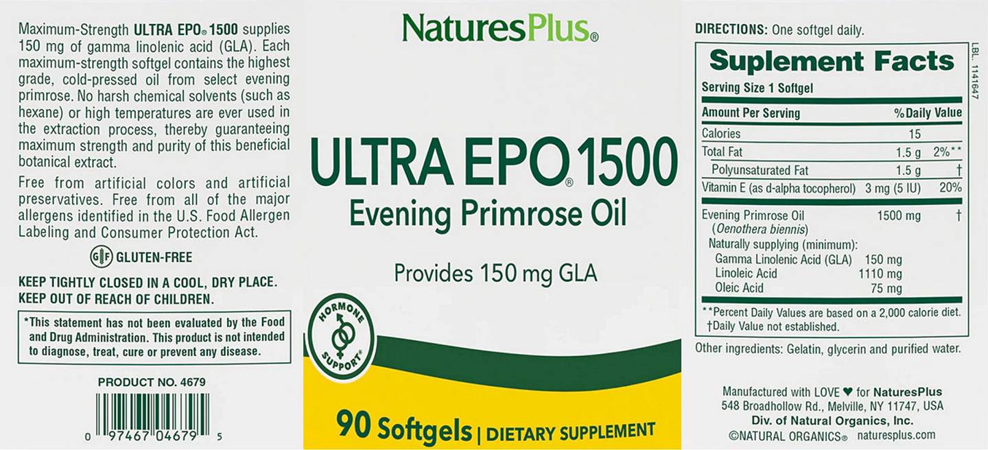 NaturesPlus, Ultra EPO 1500 label