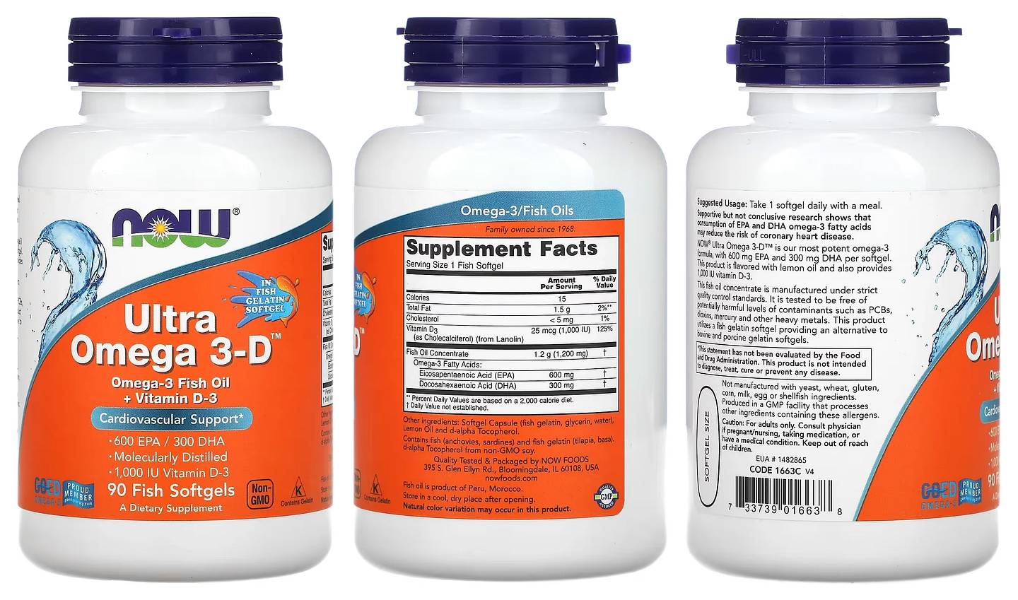 NOW Foods, Ultra Omega 3-D packaging