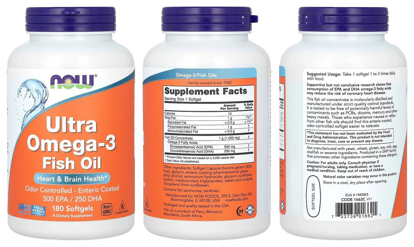 NOW Foods, Ultra Omega-3 Fish Oil packaging