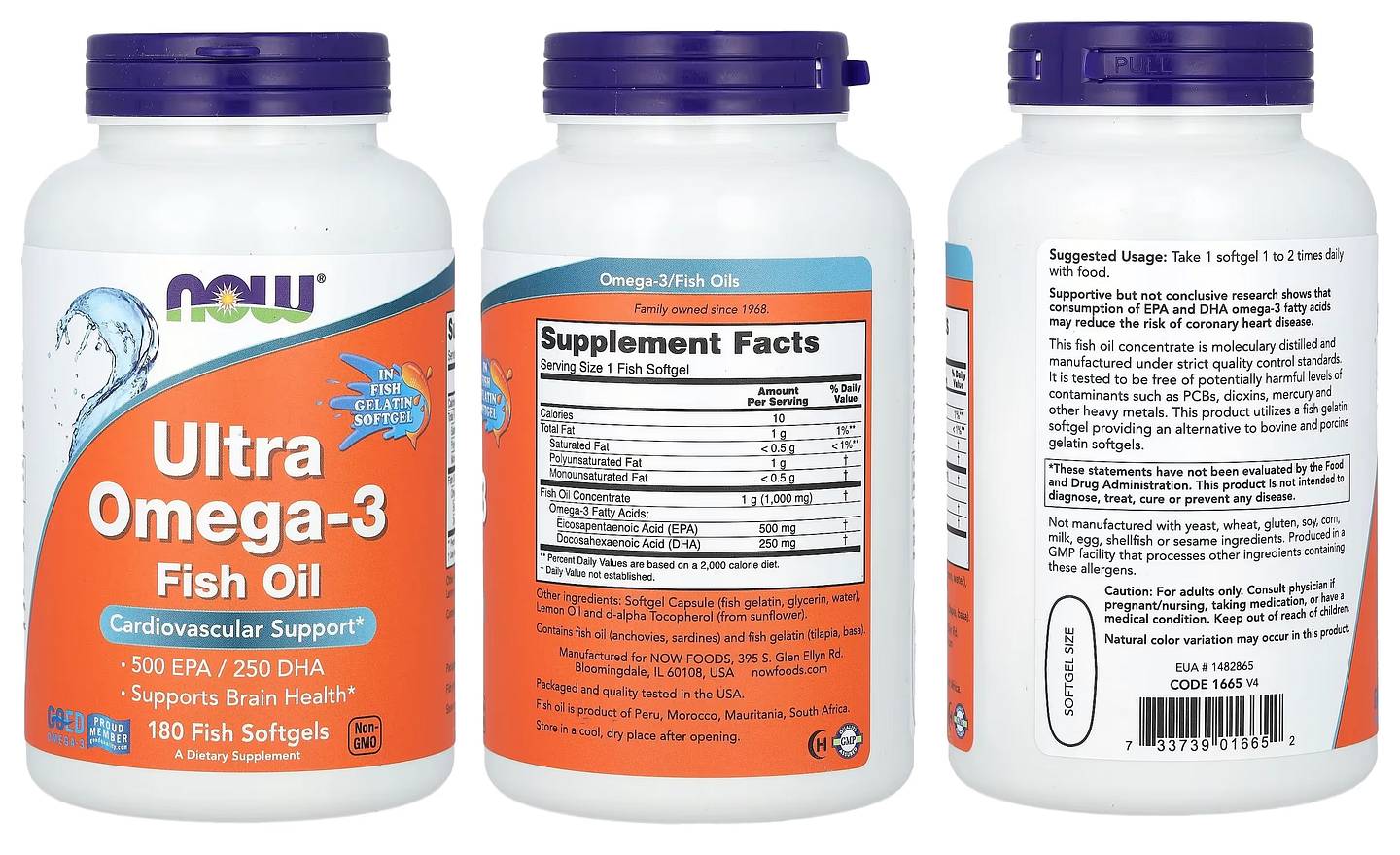 NOW Foods, Ultra Omega-3 Fish Oil packaging