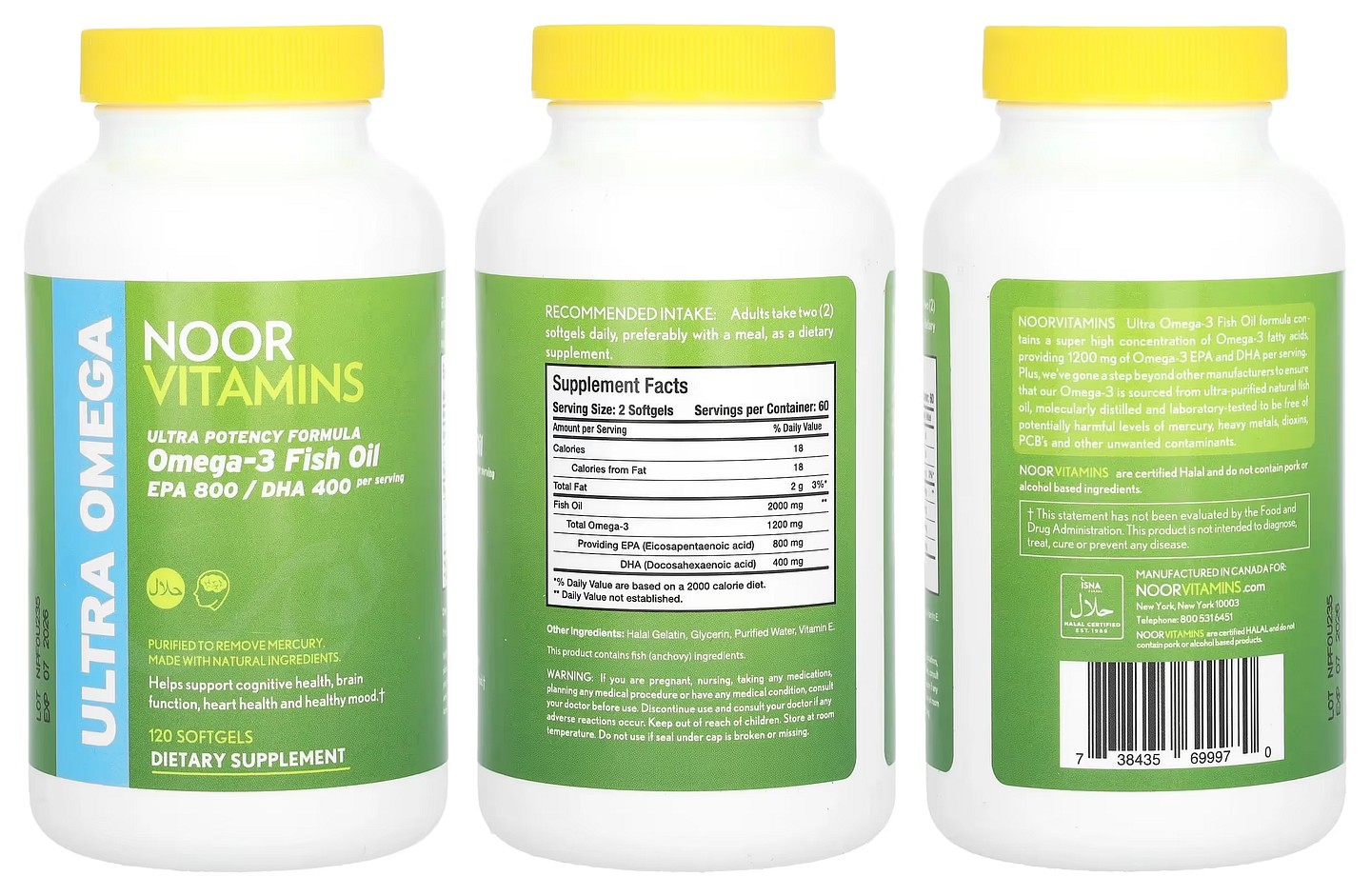 Noor Vitamins, Ultra Omega packaging