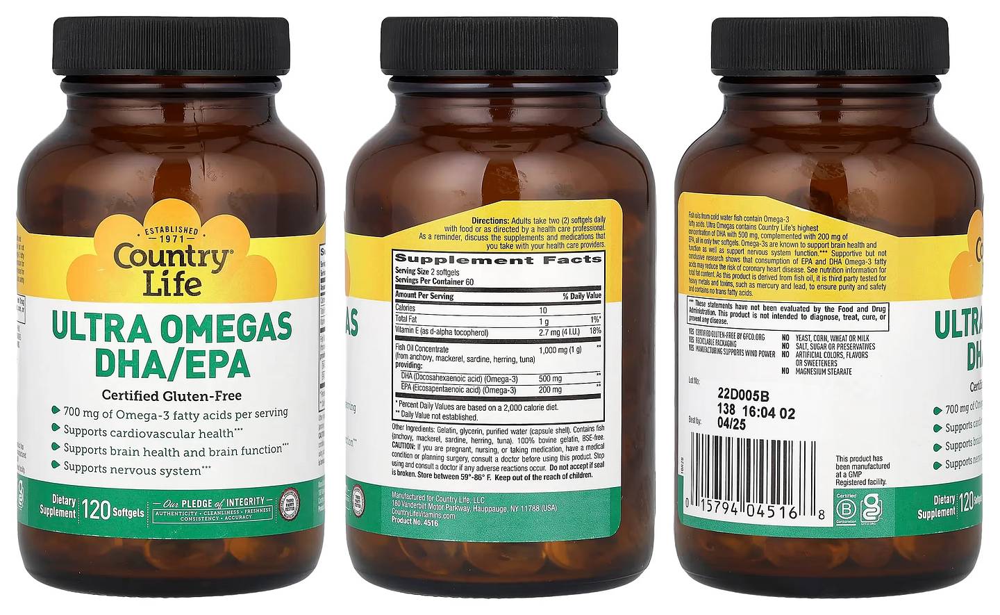 Country Life, Ultra Omegas DHA/EPA packaging