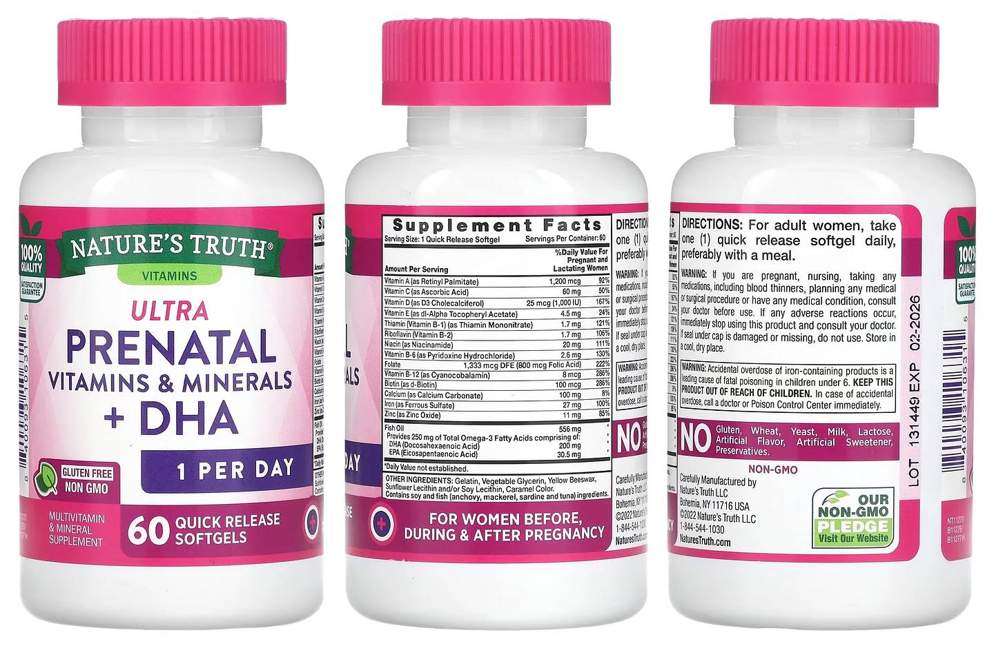 Nature's Truth, Ultra Prenatal Vitamins & Minerals + DHA packaging