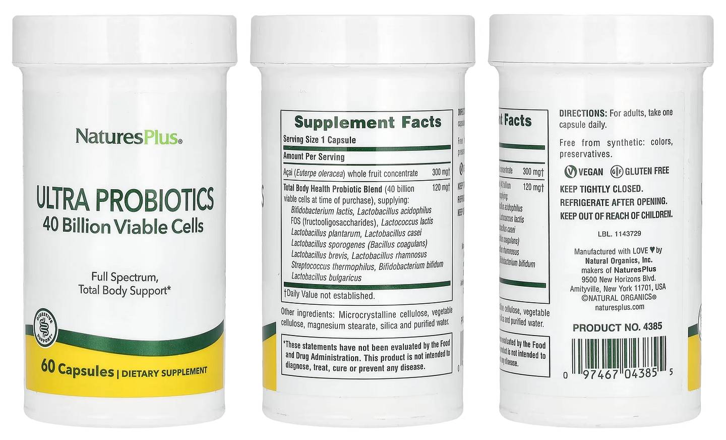 NaturesPlus, Ultra Probiotics packaging