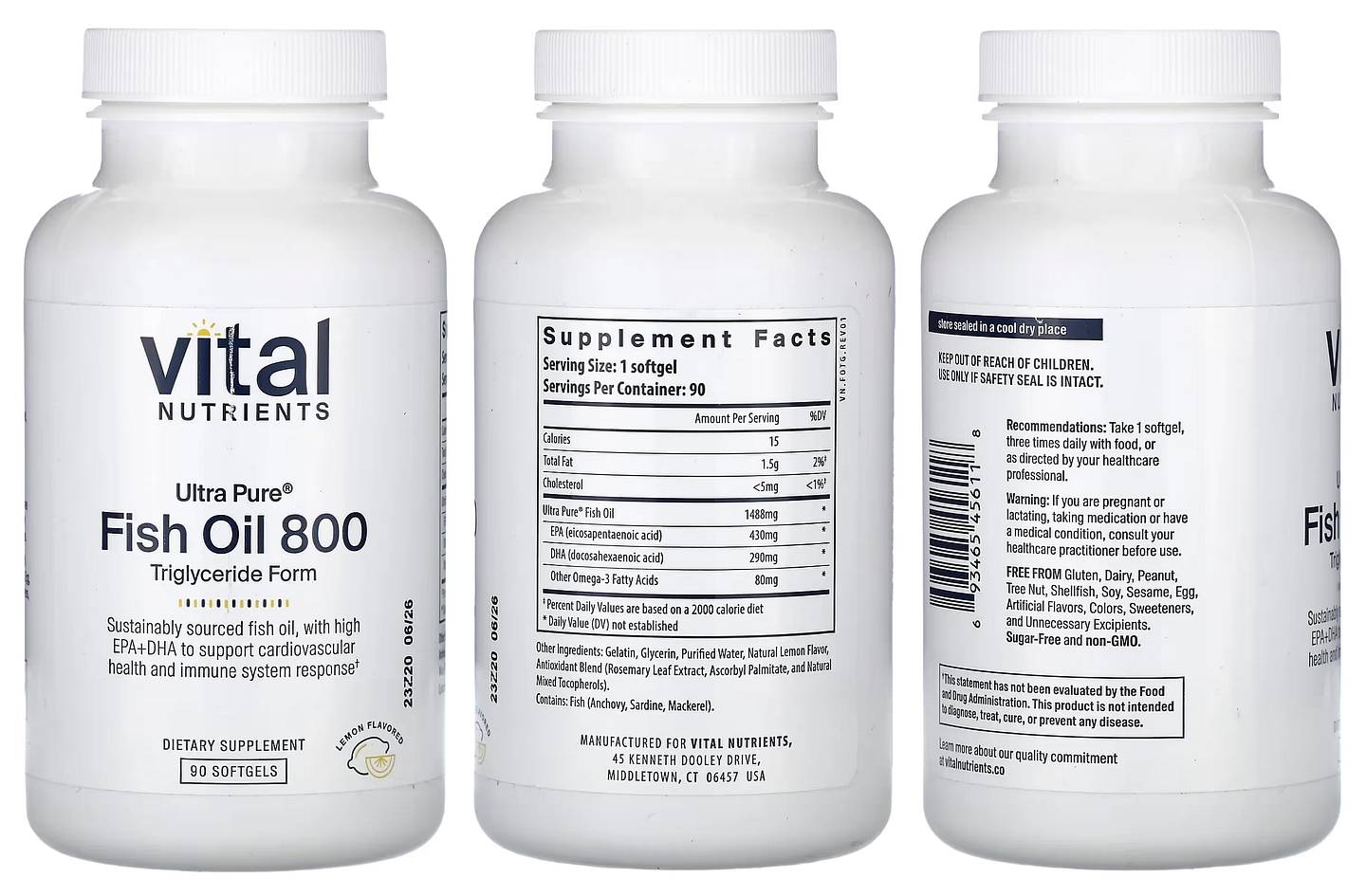 Vital Nutrients, Ultra Pure Fish Oil 800 packaging