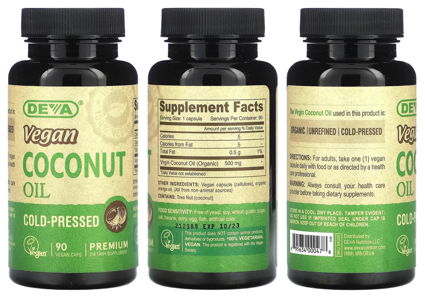 Deva, Vegan Coconut Oil packaging