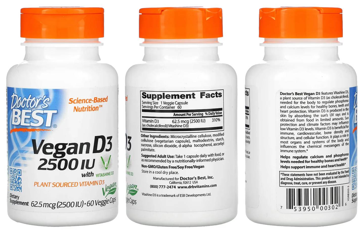 Doctor's Best, Vegan D3 with Vitashine D3 packaging