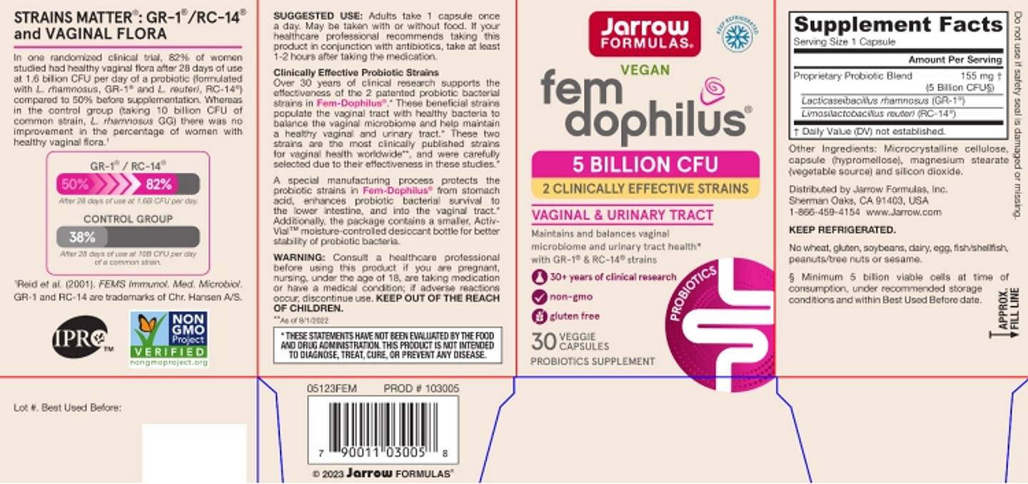 Jarrow Formulas, Vegan Fem Dophilus label