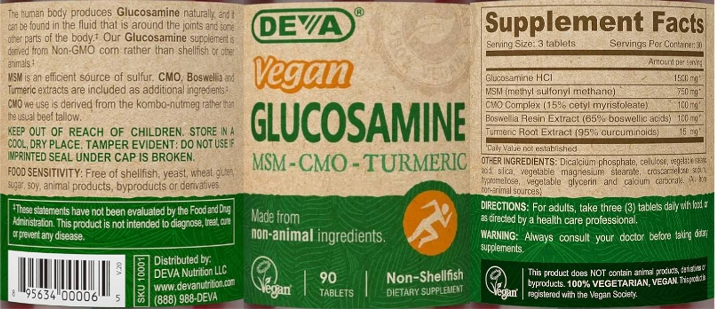 Deva, Vegan Glucosamine MSM - CMO - Turmeric label