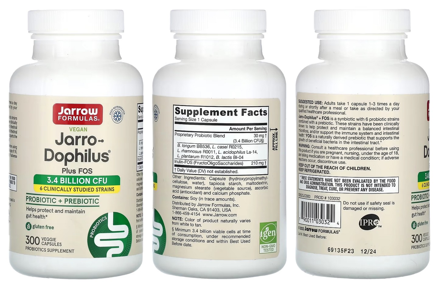 Jarrow Formulas, Vegan Jarro-Dophilus Plus FOS packaging
