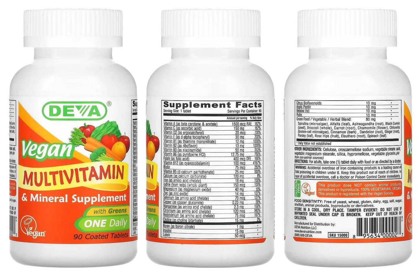 Deva, Vegan Multivitamin & Mineral Supplement packaging
