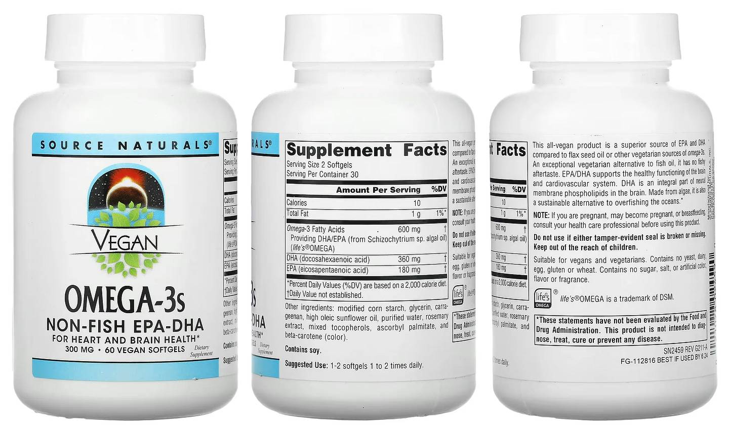 Source Naturals, Vegan Omega-3S packaging