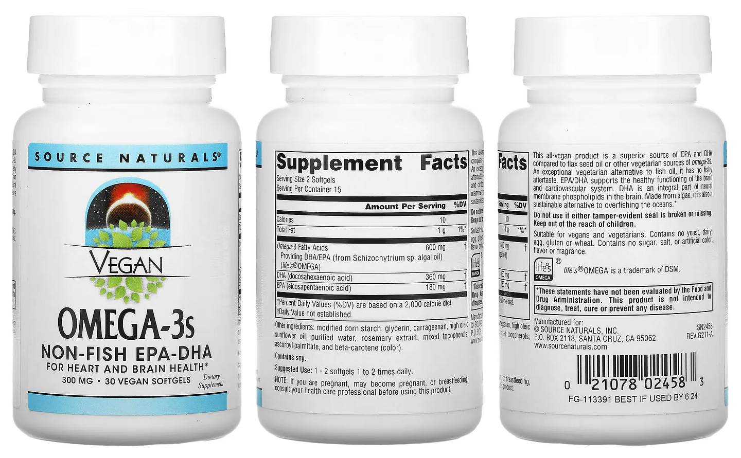 Source Naturals, Vegan Omega-3s Non-Fish EPA-DHA packaging