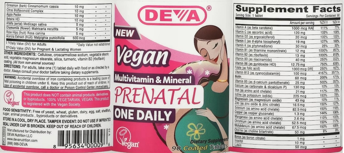Deva, Vegan Prenatal Multivitamin & Mineral label