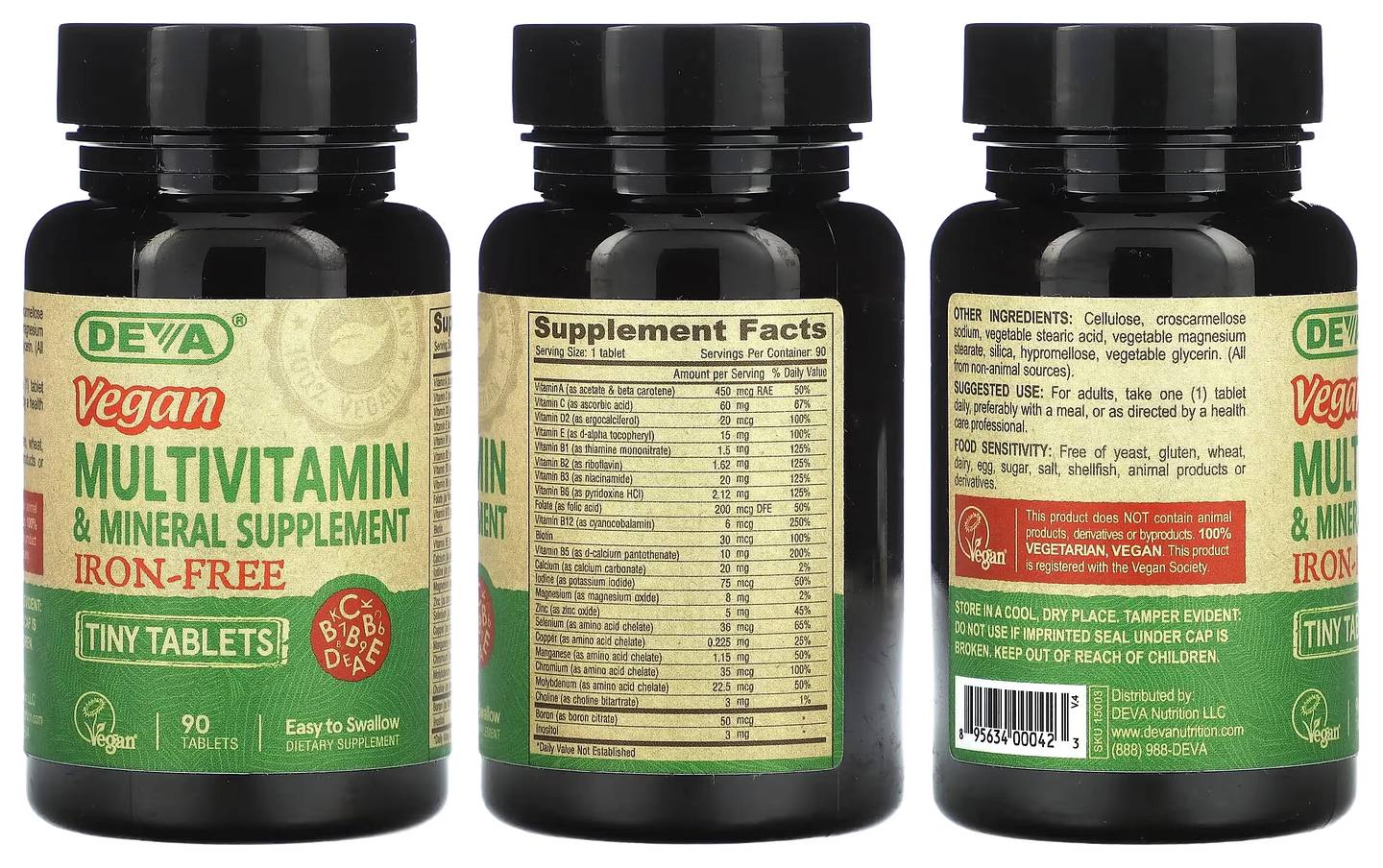 Deva, Vegan Tiny-Tablets Multivitamin & Mineral Supplement packaging