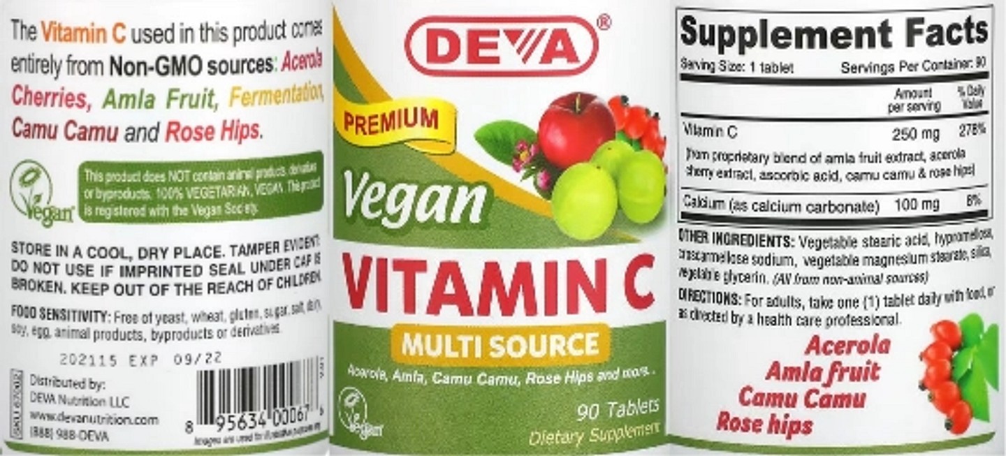 Deva, Vegan Vitamin C label
