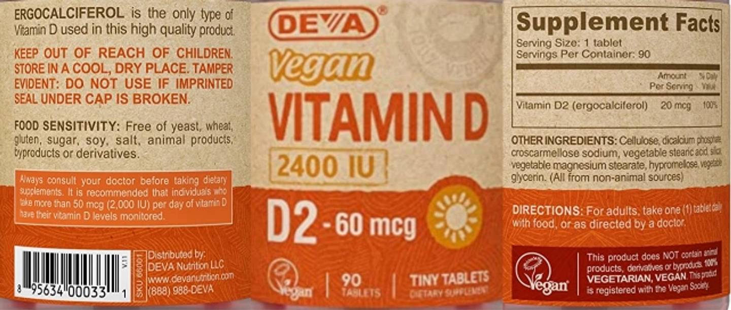 Deva, Vegan Vitamin D label