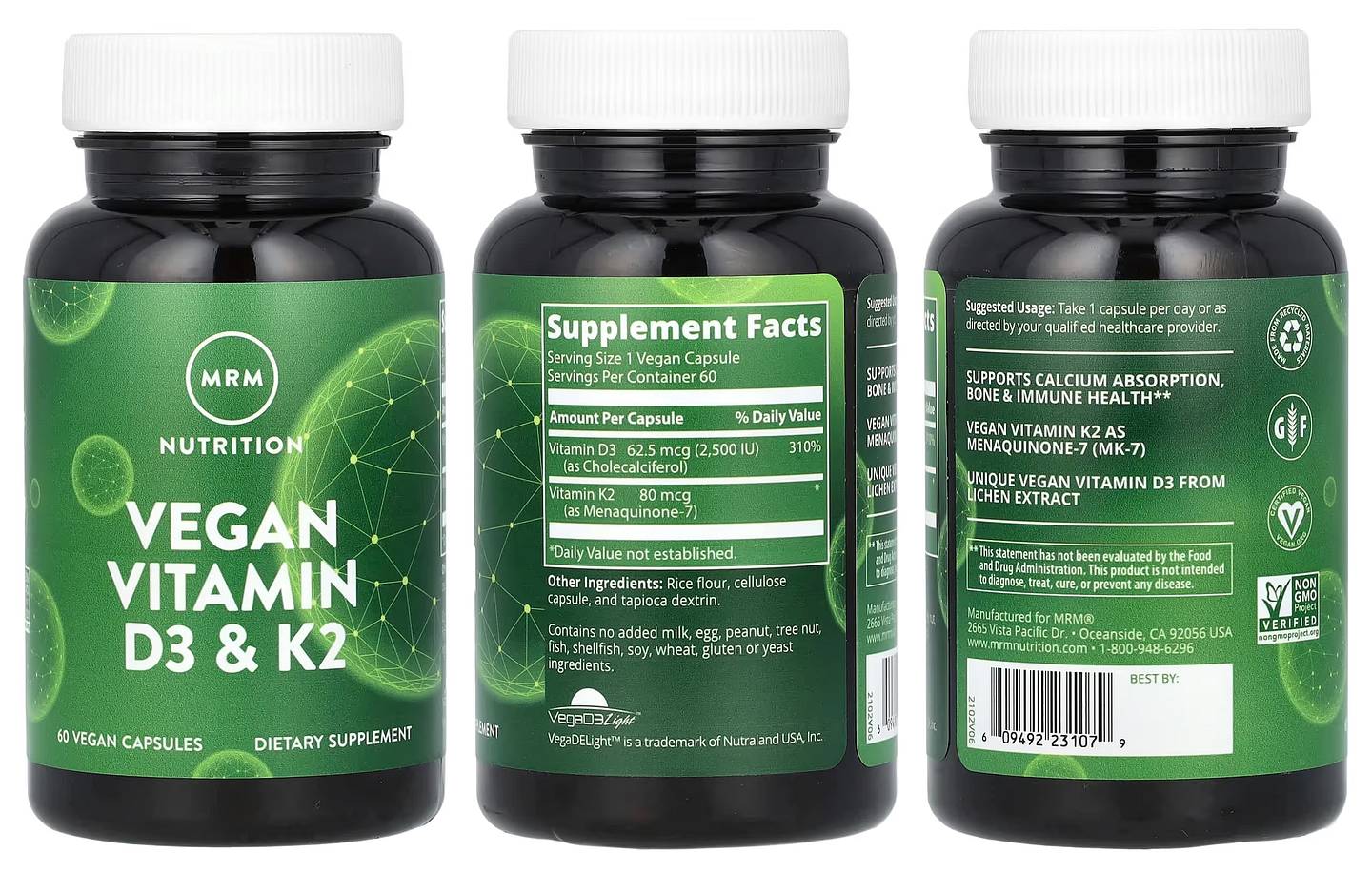 MRM Nutrition, Vegan Vitamin D3 & K2 packaging