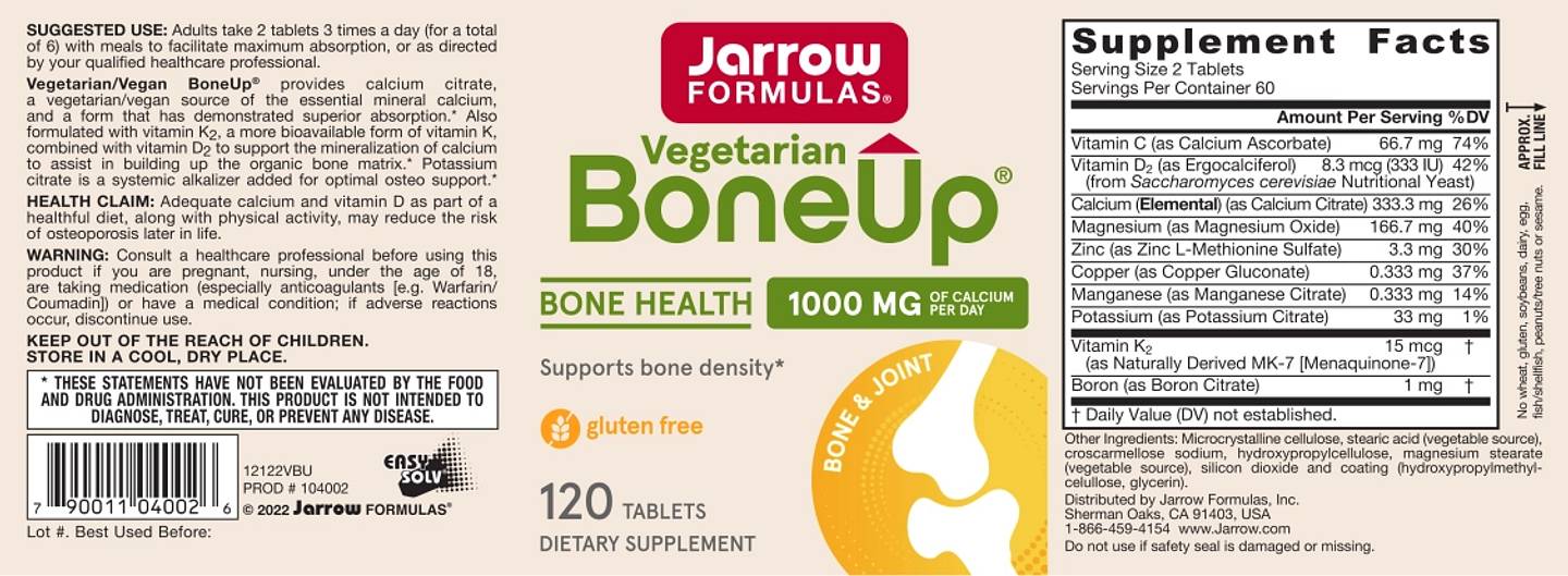 Jarrow Formulas, Vegetarian BoneUp label