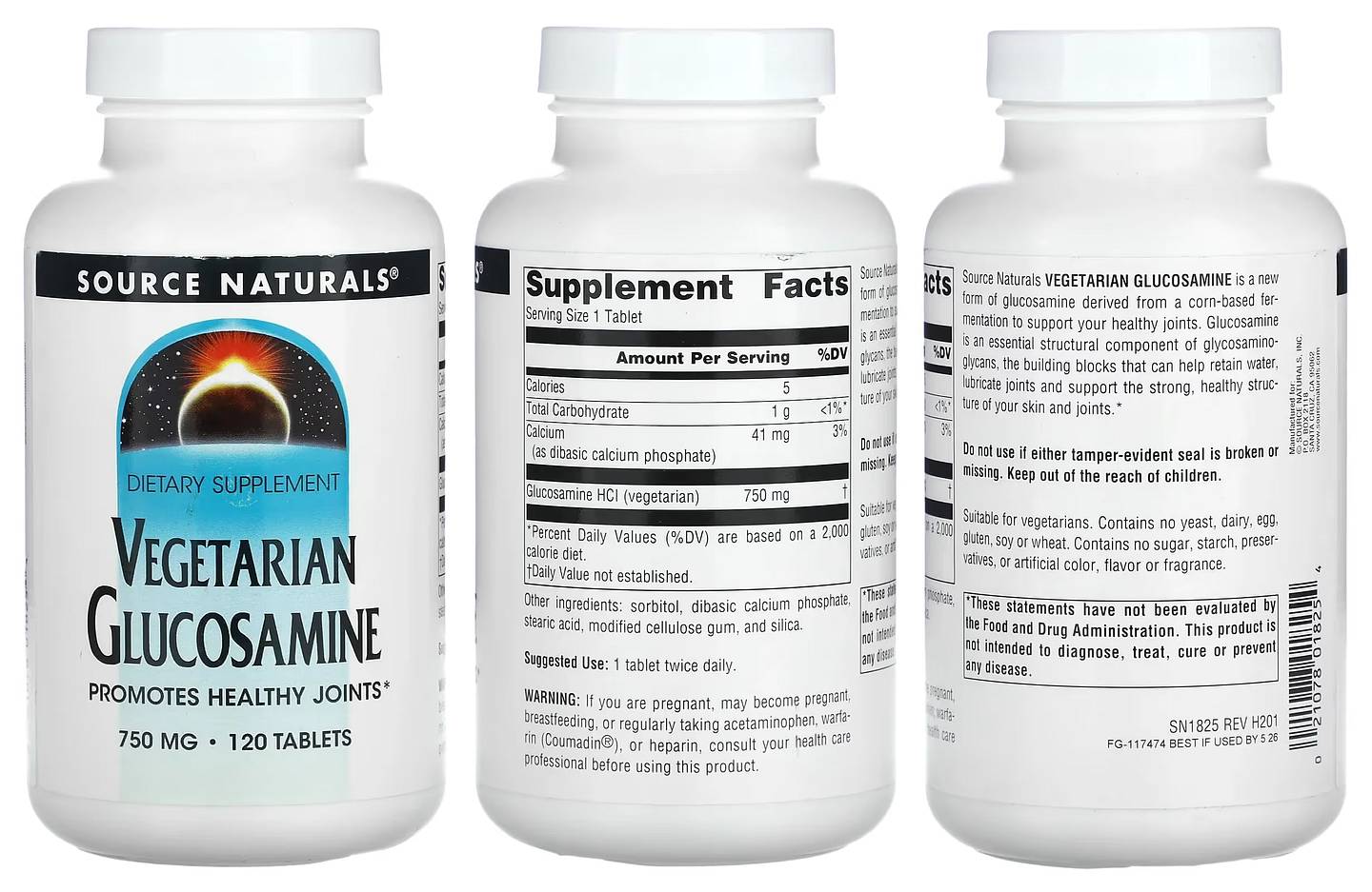 Source Naturals, Vegetarian Glucosamine packaging