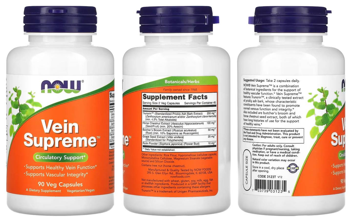 NOW Foods, Vein Supreme packaging