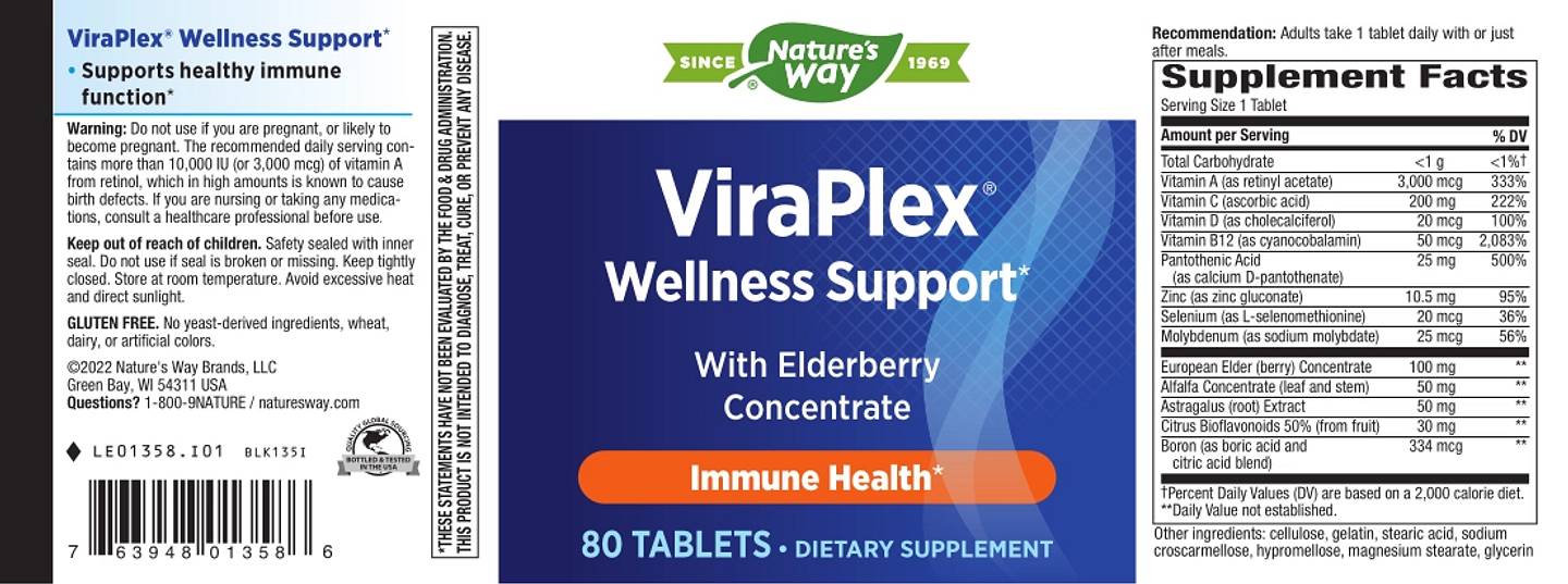 Nature's Way, ViraPlex Wellness Support with Elderberry Concentrate label