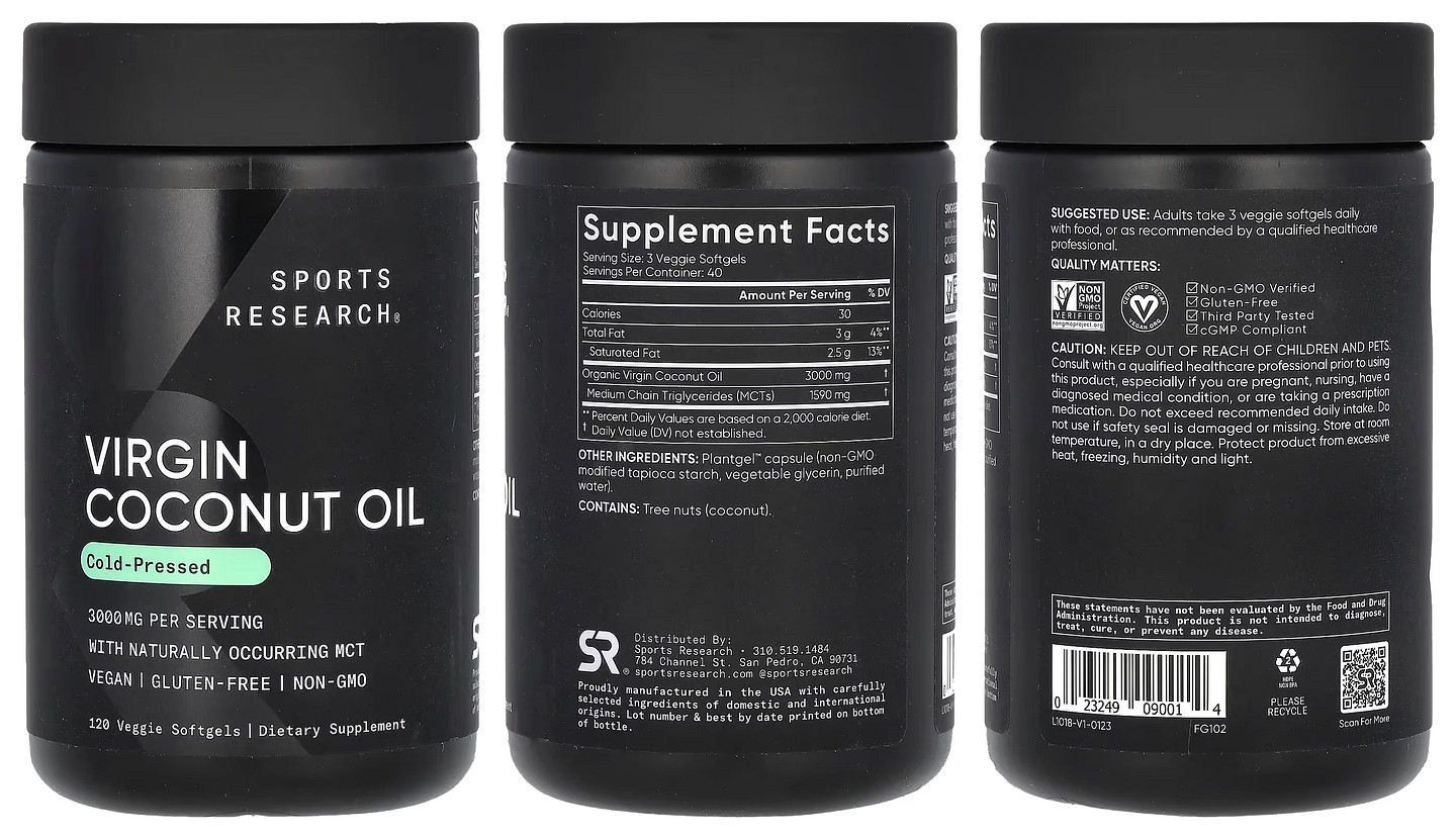 Sports Research, Virgin Coconut Oil packaging