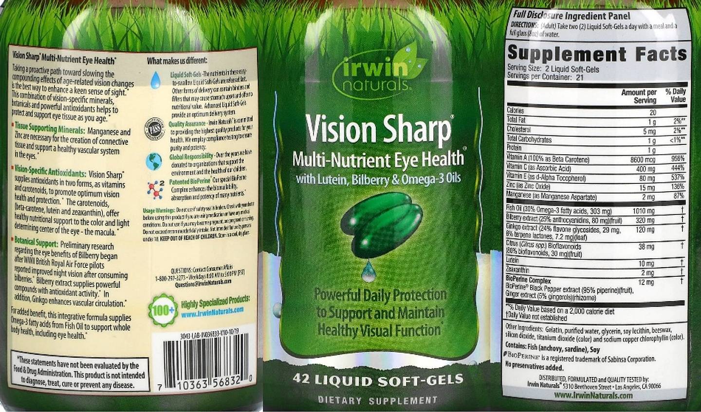 Irwin Naturals, Vision Sharp label