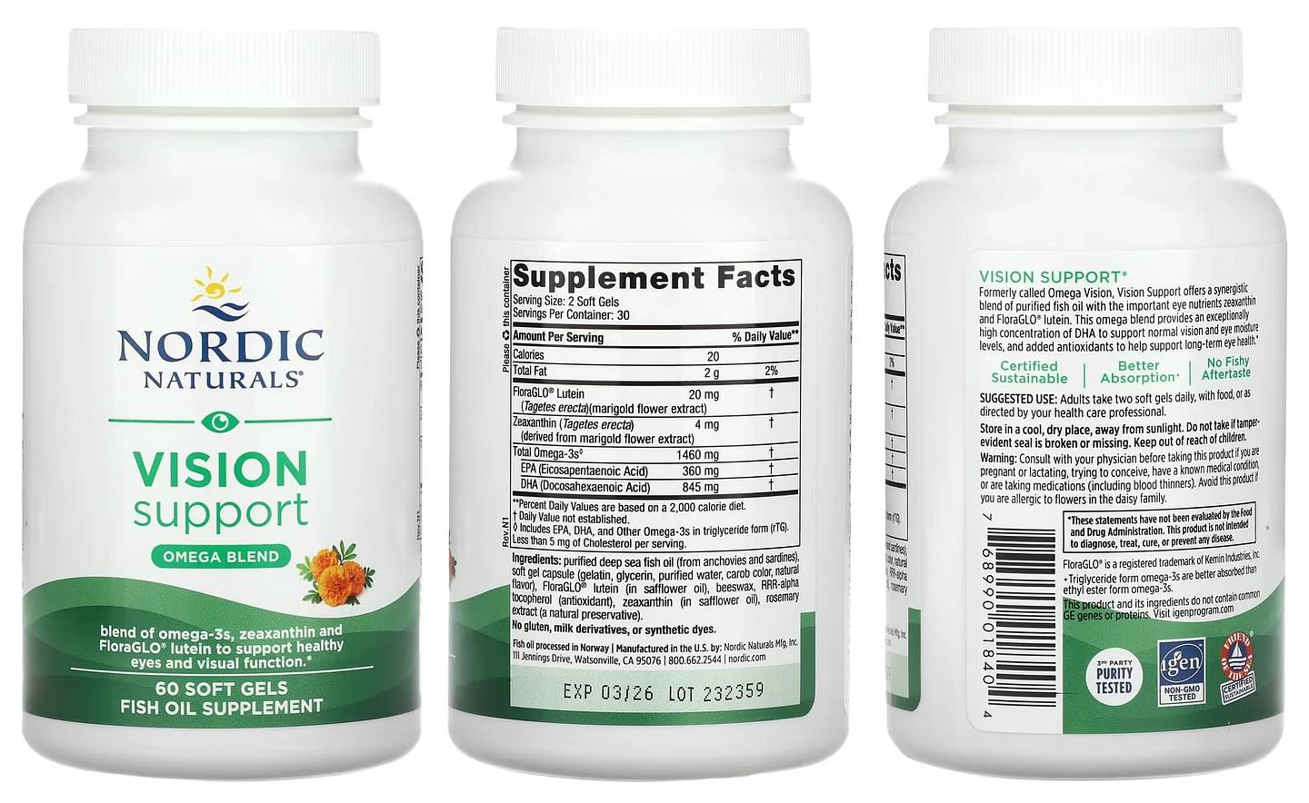 Nordic Naturals, Vision Support packaging