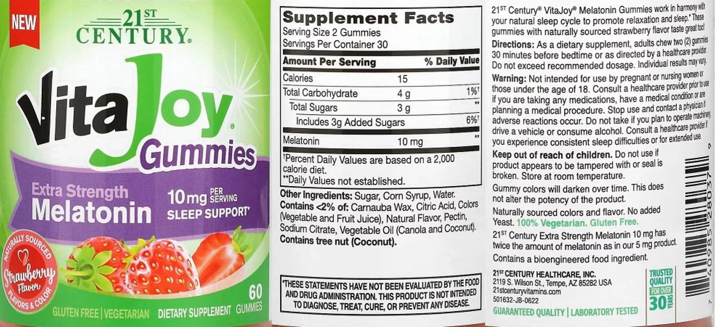 21st Century, Vita Joy Melatonin Gummies label