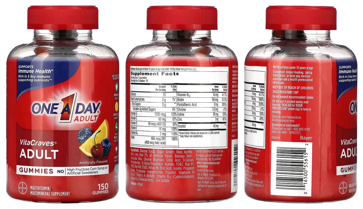 One-A-Day, VitaCraves Adult Multivitamin Gummies packaging