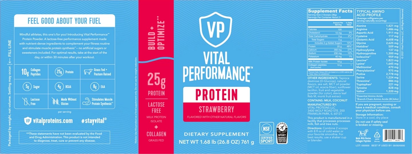 Vital Proteins, Vital Performance Protein label