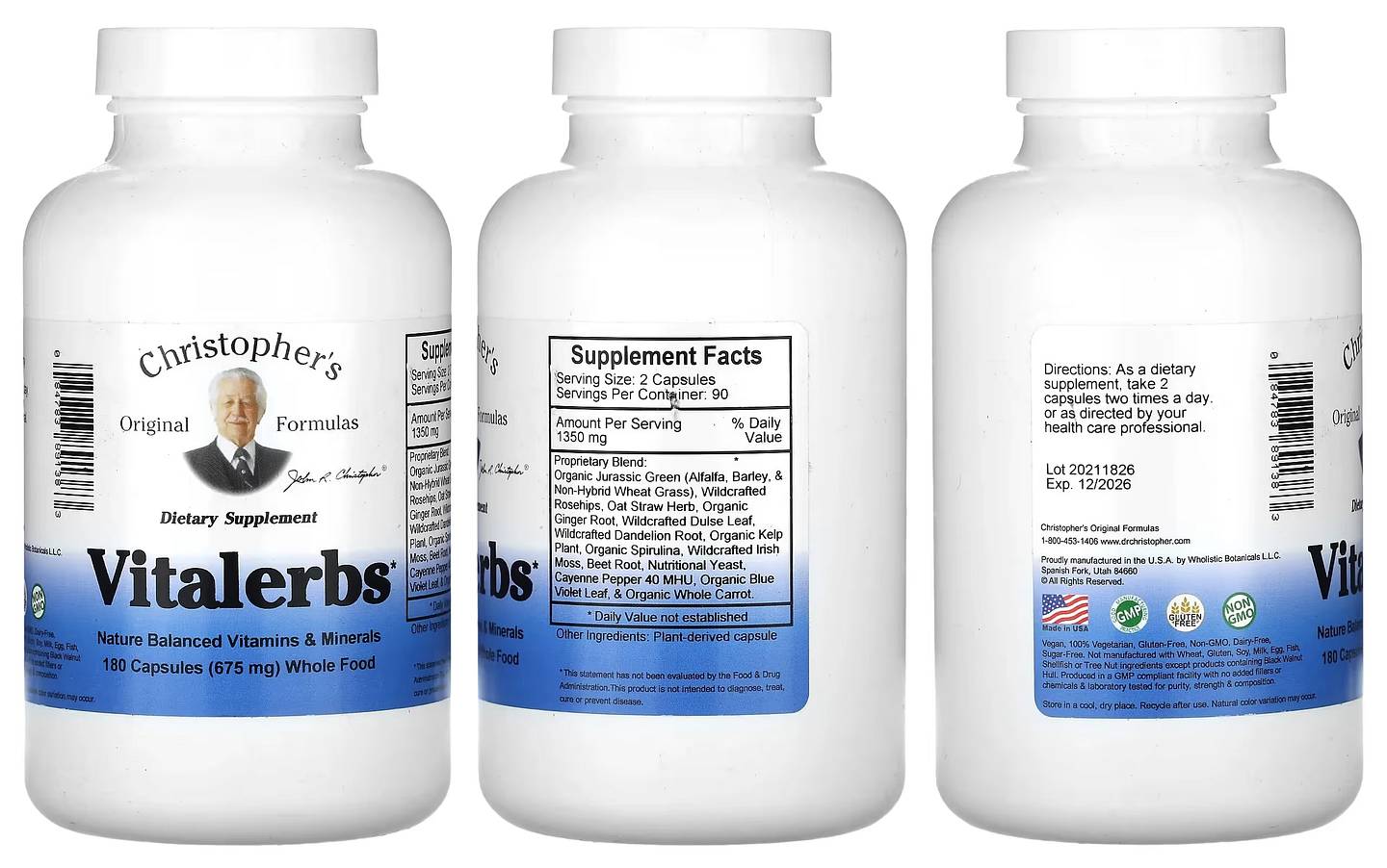 Dr. Christopher's, Vitalerbs packaging