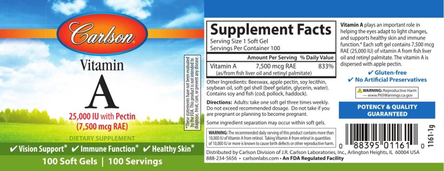 Carlson, Vitamin A label