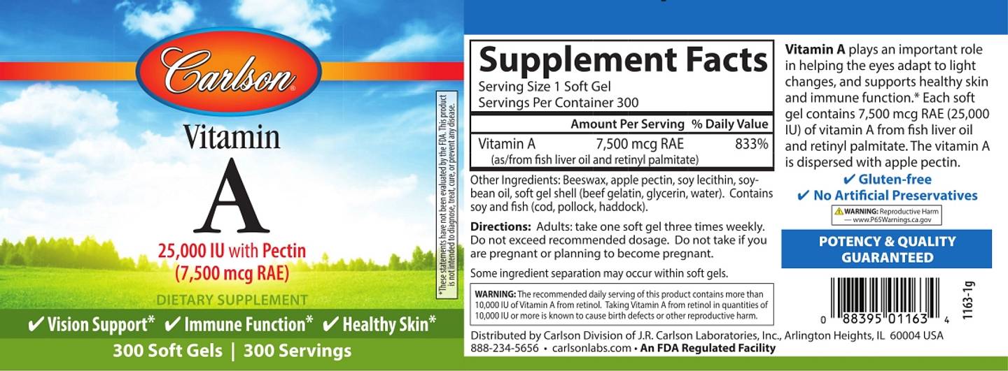 Carlson, Vitamin A label